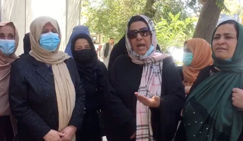 Afghan women gather for a protest in Kabul